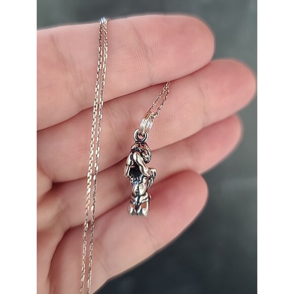 Italian 925 Sterling Silver Praying Angel Pendant Necklace Vintage - Picture 2 of 10